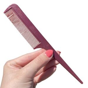 Vintage Ace Unbreakable Plastic 8" Deep Maroon Red Rat tail  Comb Retro USA
